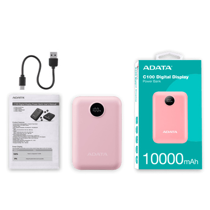 Power Bank Adata 10000mAh Digital PC10022 Rosa
