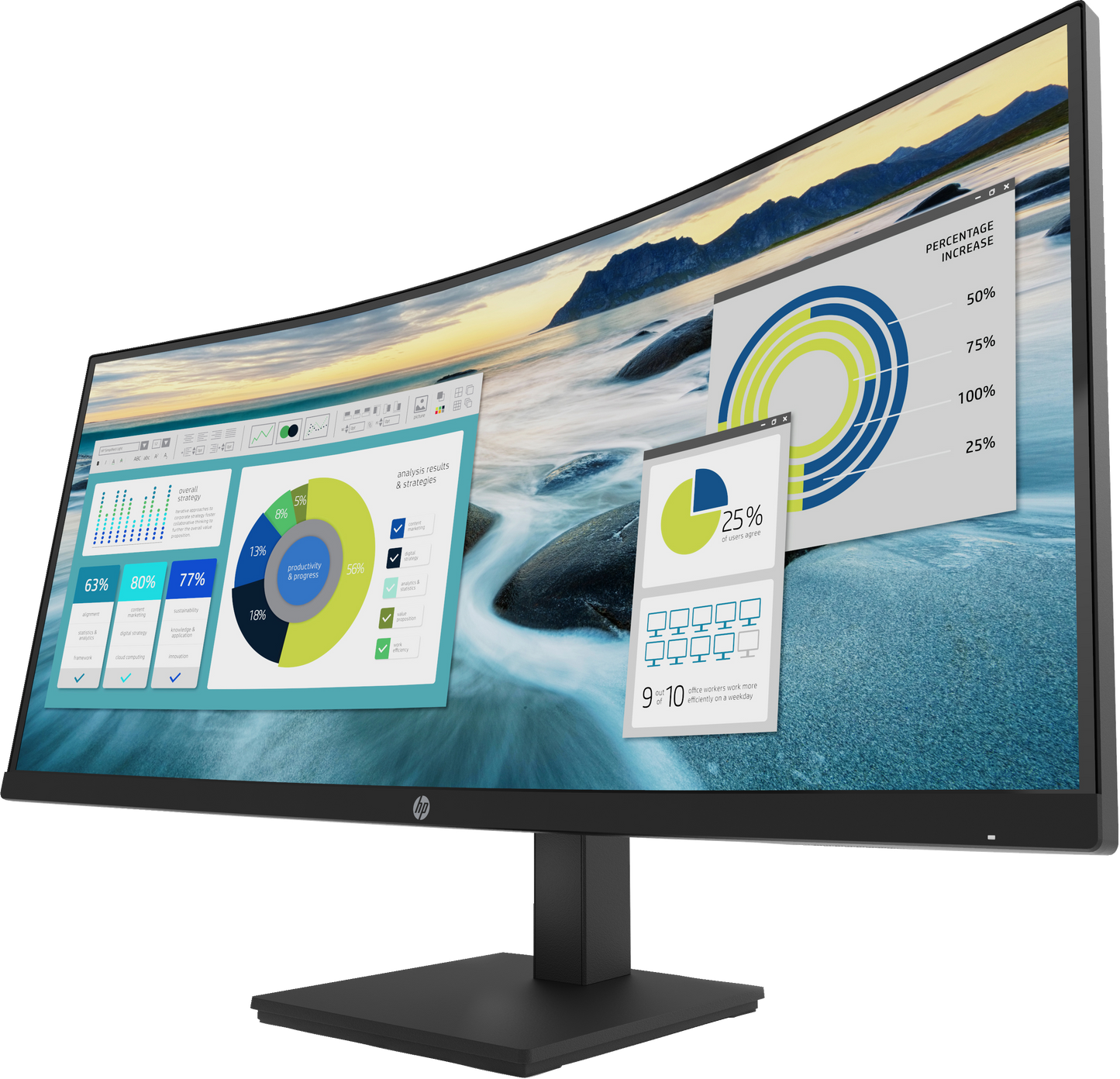 Monitor HP P34hc G4 34" Curvo WQHD Resolución 3440x1440 Panel VA VGA/HDMI