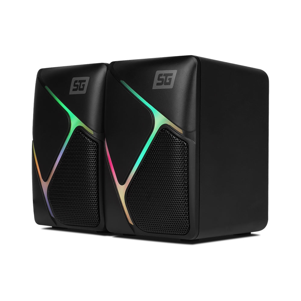 Bocinas Vorago Start The Game SPK-108 RGB Sonido 2.0 Alimentación USB/3.5mm Color Negro