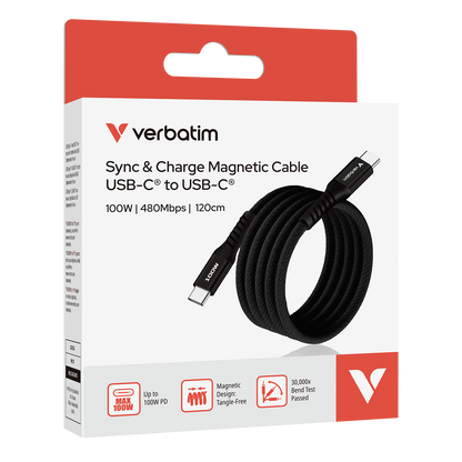 Cable Magnético Verbatim Compacto 100W 12cm Color Negro