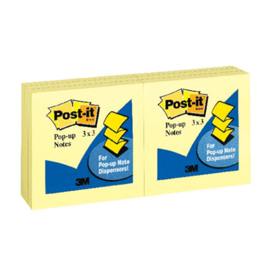 Notas Adhesivas 3M Post it Pop-Up Amarillas 3x3 Paquete C/6 Block