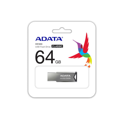 Memoria USB ADATA 64 GB UV250 Color Plata Metalica 2.0