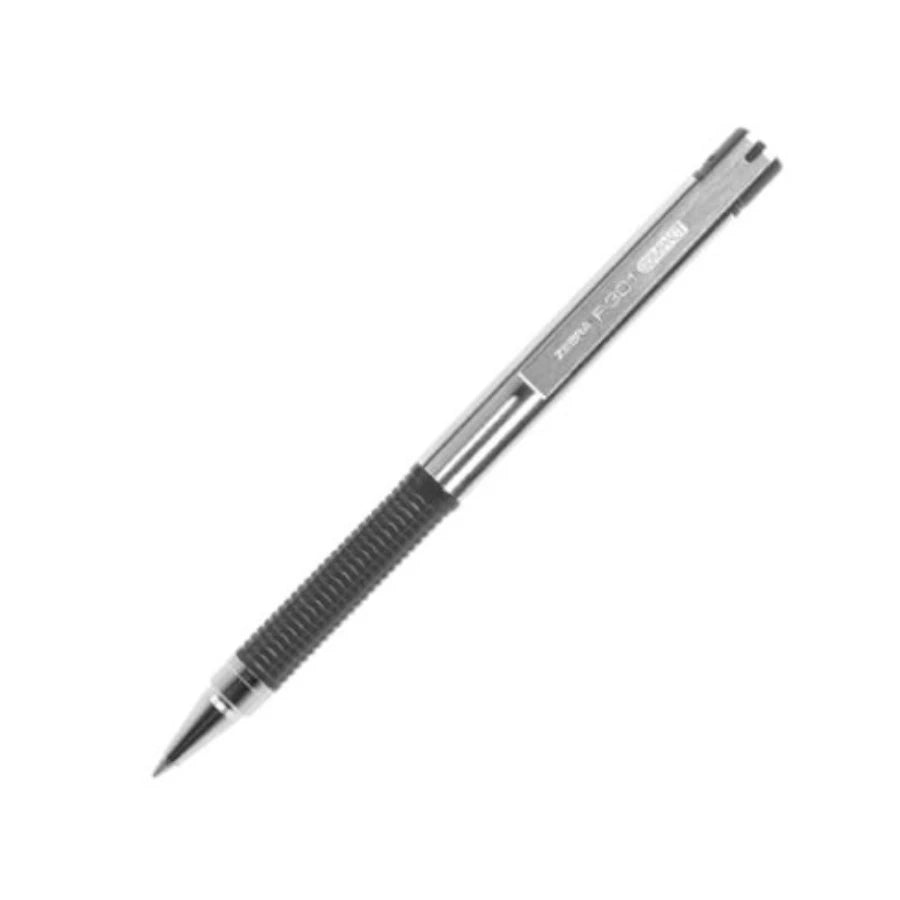 Boligrafo F-301 compac grip gris punto fino tinta negra cuerpo de Acero inoxidable caja c/12
