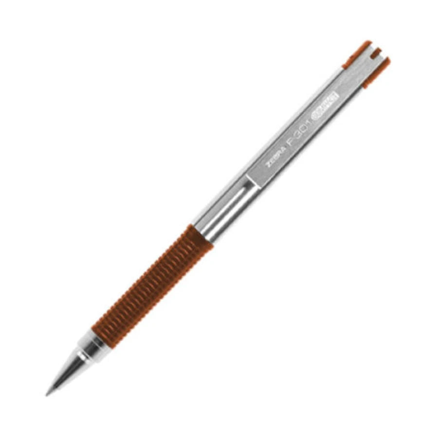 Boligrafo F-301 compac grip naranja punto fino tinta negra cuerpo de Acero inoxidable caja c/12