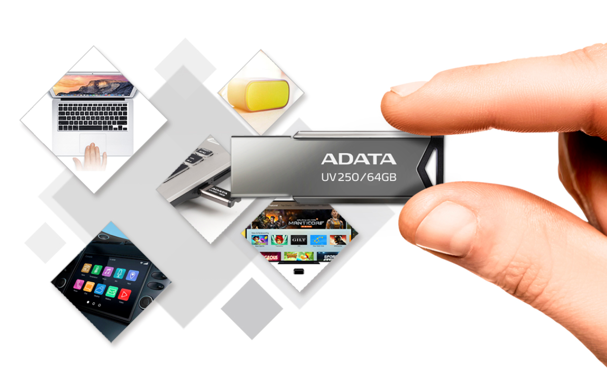 Memoria USB Adata 16 GB UV250 Metálica V2.0 Color Negro-Plata