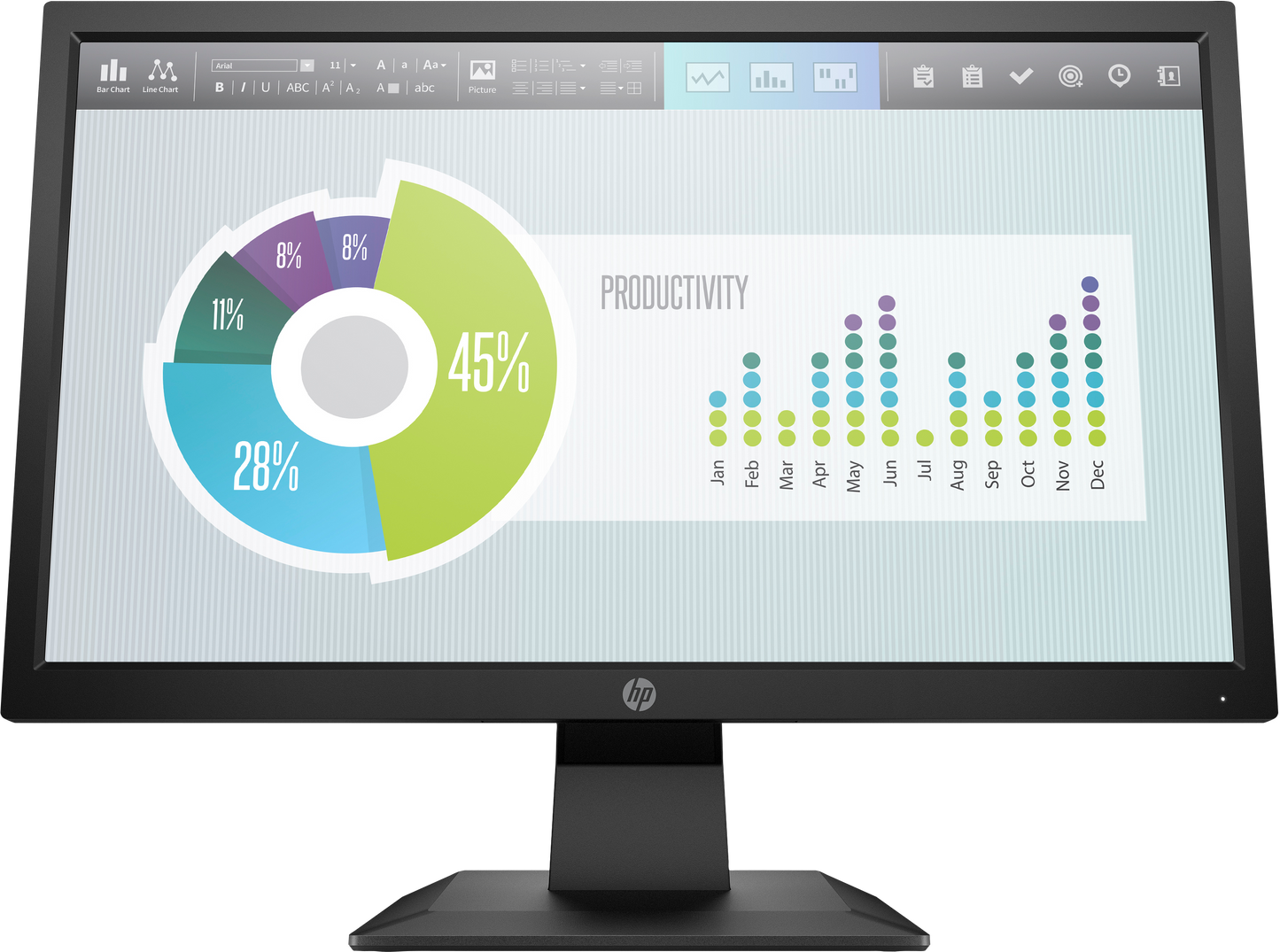 Monitor HP  LED P204v HD+ 19.5" Resolución 1600x900 Panel TN