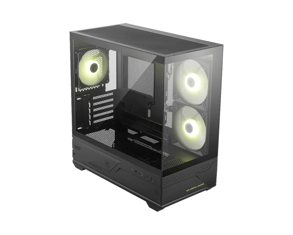 Gabinete Gamer MSI MAG PANO M110R Micro-ATX Vista Panorámica 270° Cristal Templado Negro