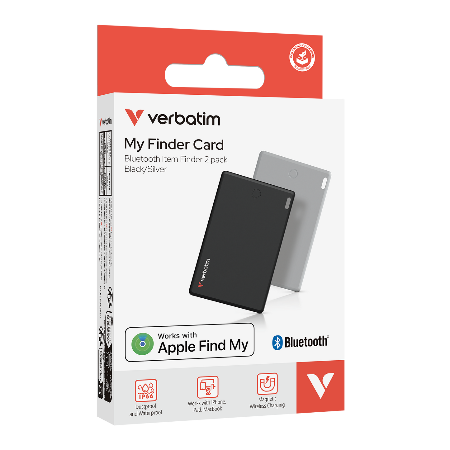 Localizador Verbatim My Finder Bluetooth Tarjeta 2 pzas Negro Plateado