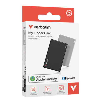 Localizador Verbatim My Finder Bluetooth Tarjeta 2 pzas Negro Plateado