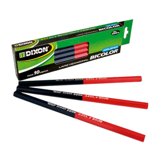 Lapiz bicolor Dixon hexagonal grueso caja c/10 piezas