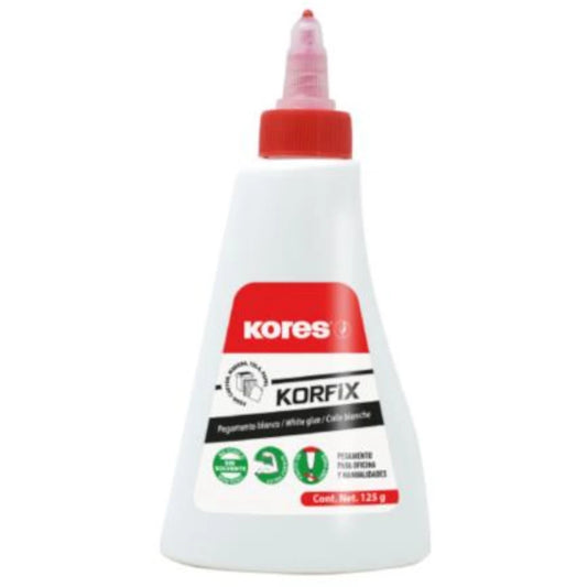 Pegamento Blanco Líquido Kores Korfix de 125 g para Oficina y Manualidades