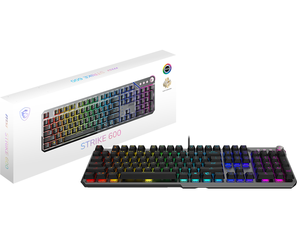 Teclado Gamer MSI STRIKE 600 SILENT LED RGB Mecánico Membrana Alámbrico USB Negro Inglés