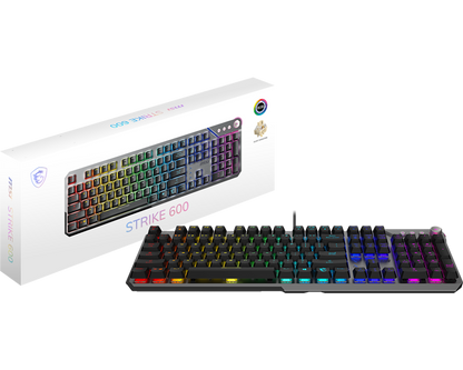 Teclado Gamer MSI STRIKE 600 SILENT LED RGB Mecánico Membrana Alámbrico USB Negro Inglés