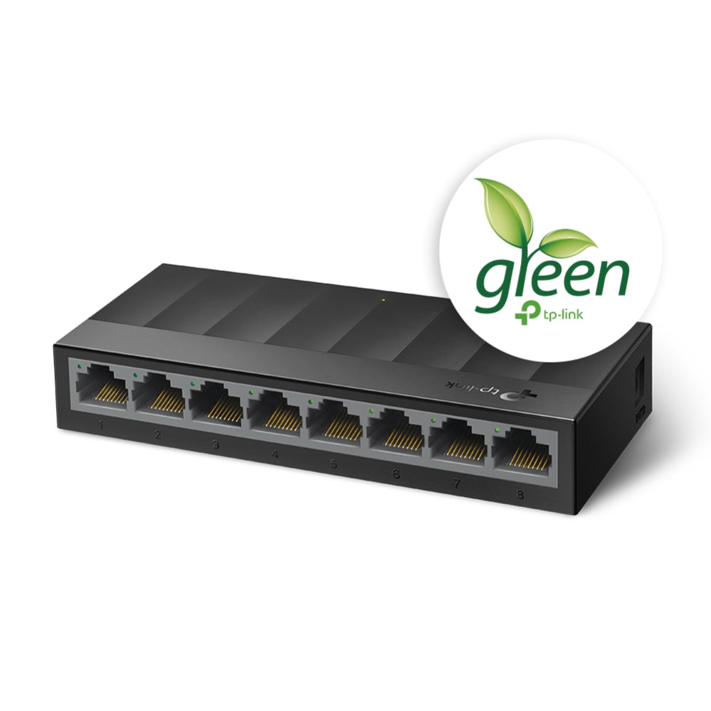 Switch para escritorio Tp-link de 8 Puertos RJ45 10/100/1000Mbps con auto-negociación con carcasa de plastico