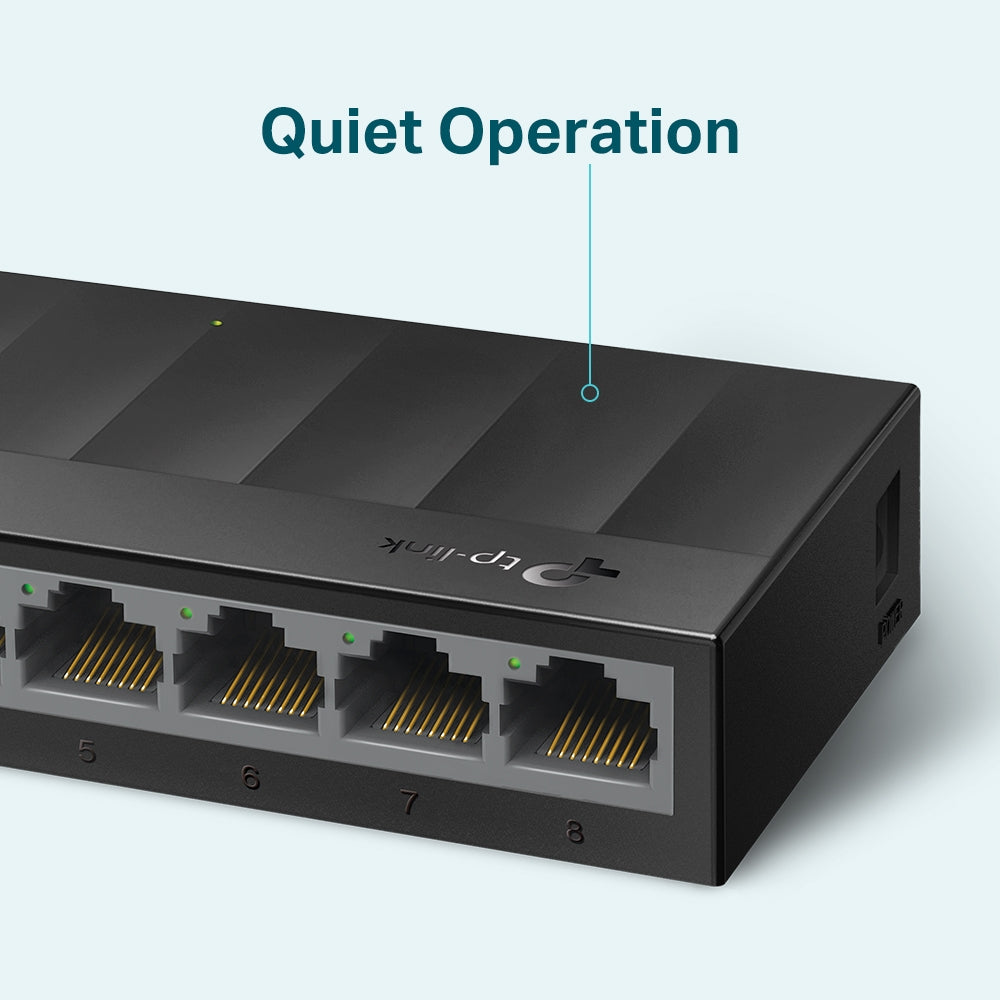 Switch para escritorio Tp-link de 8 Puertos RJ45 10/100/1000Mbps con auto-negociación con carcasa de plastico