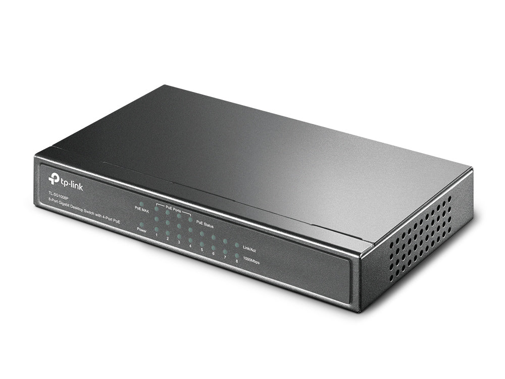 Switch TP-Link 8-Port Gigabit Desktop 4-Port PoE PORT 4× Gigabit PoE Ports 4× Gigabit Non-PoE Ports