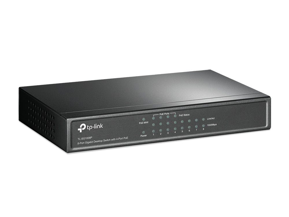 Switch TP-Link 8-Port Gigabit Desktop 4-Port PoE PORT 4× Gigabit PoE Ports 4× Gigabit Non-PoE Ports
