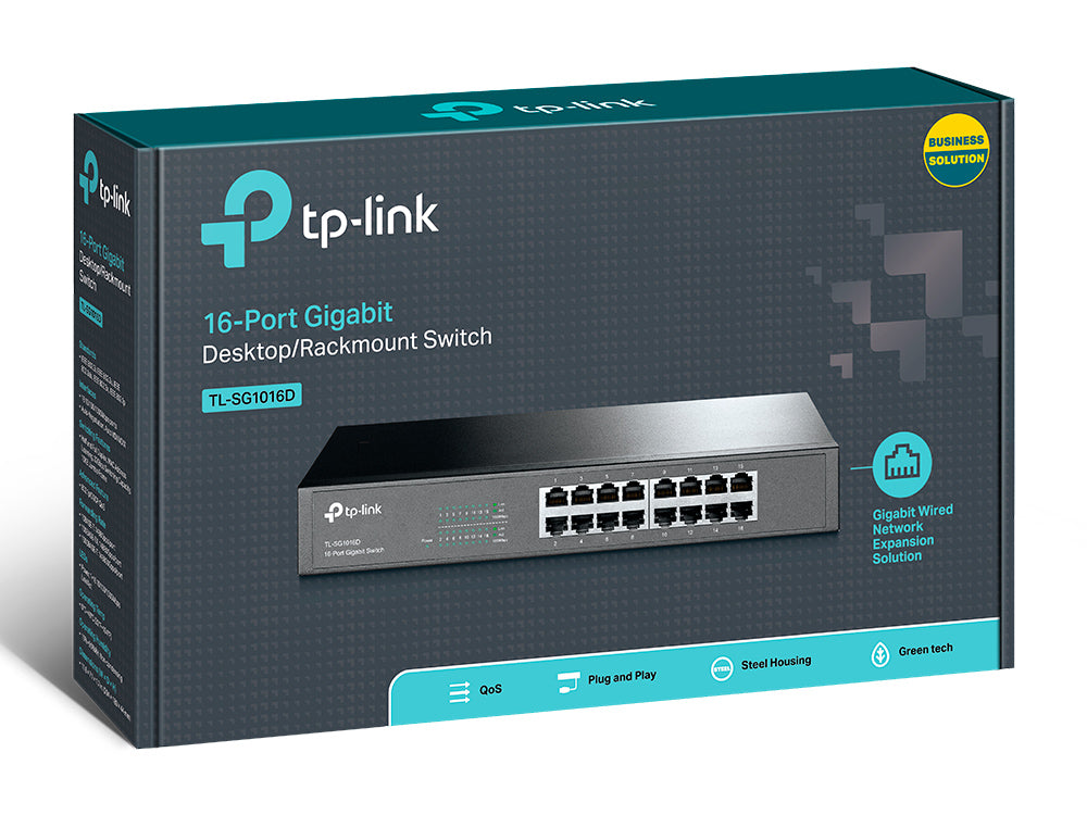 SWITCH DE ESCRITORIO TP-LINK CON BASE DE SOPORTE DE 16 PUERT