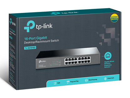 SWITCH DE ESCRITORIO TP-LINK CON BASE DE SOPORTE DE 16 PUERT