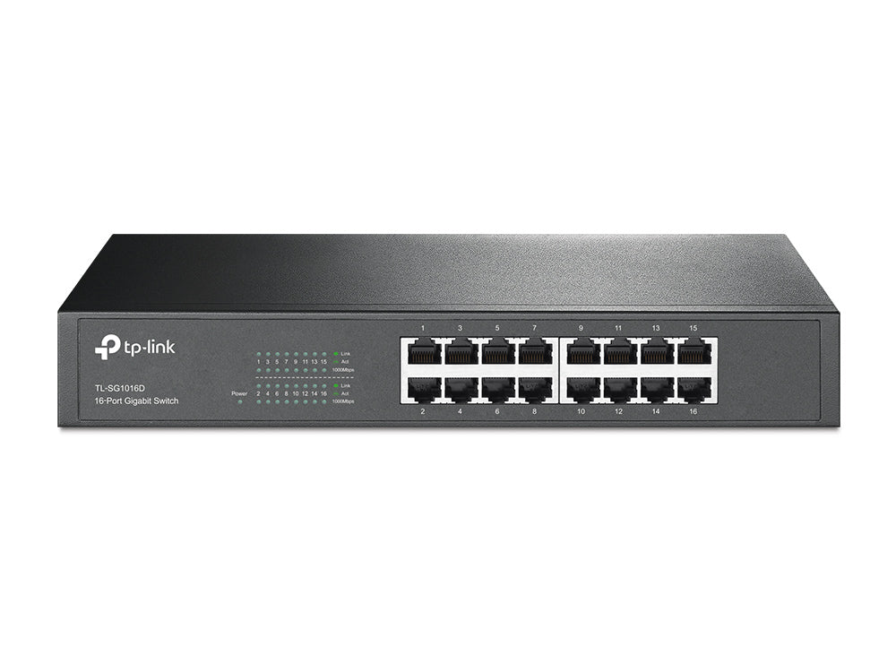 SWITCH DE ESCRITORIO TP-LINK CON BASE DE SOPORTE DE 16 PUERT