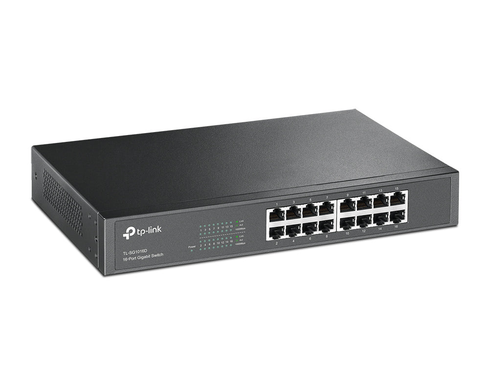 SWITCH DE ESCRITORIO TP-LINK CON BASE DE SOPORTE DE 16 PUERT