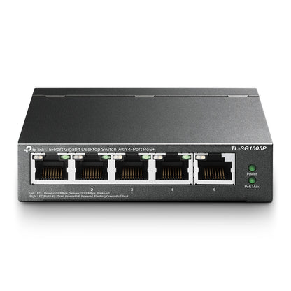 Switch no administrable Omada de Tp-link de 5 puertos 10/100Mbps con 4 puertos PoE+