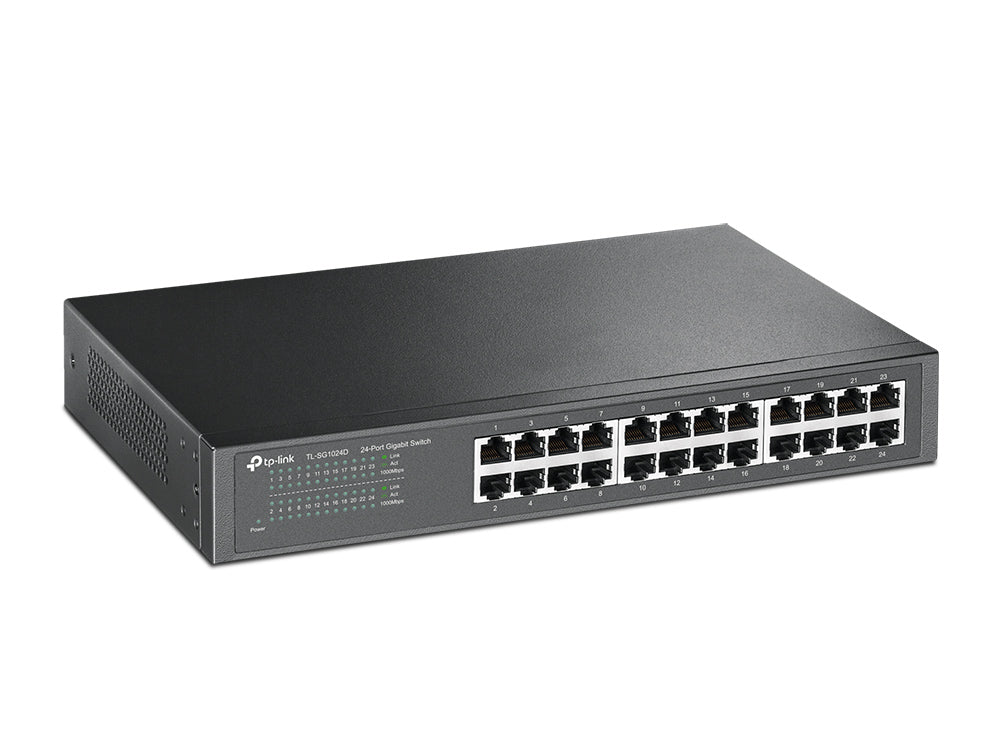 Switch TP-Link 24-Port Gigabit Switch 24× Gigabit RJ45 Ports 1U 13-inch Rack-mountable Steel Case Plug and Play