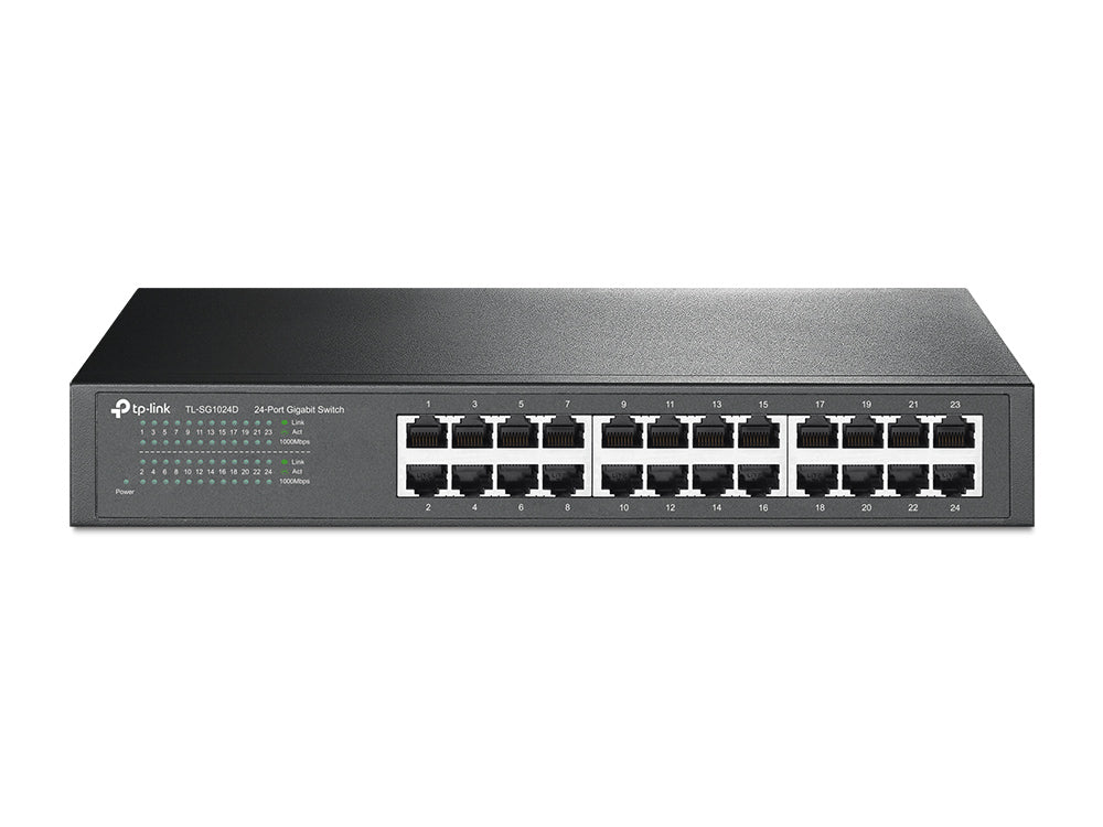 Switch TP-Link 24-Port Gigabit Switch 24× Gigabit RJ45 Ports 1U 13-inch Rack-mountable Steel Case Plug and Play