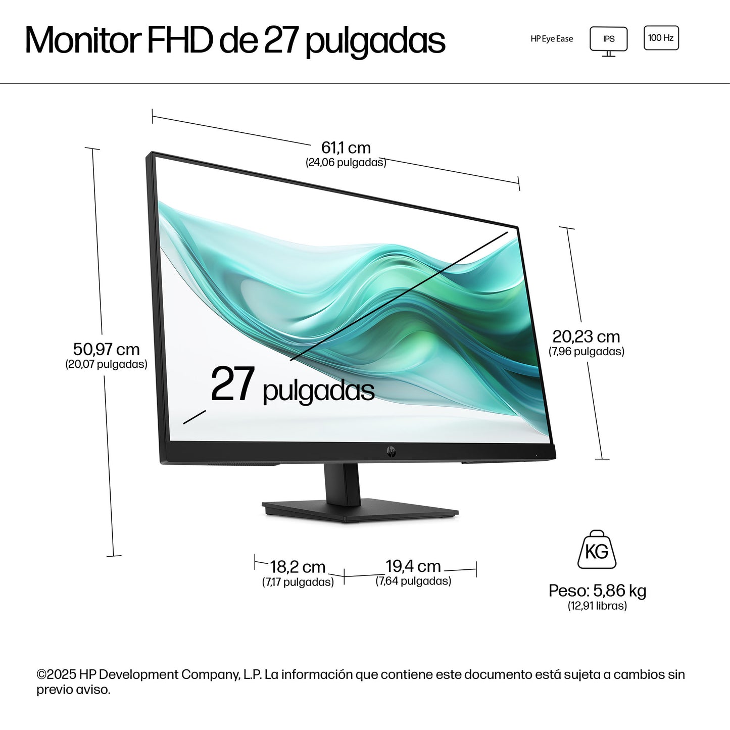 Monitor Full HD HP 3 Pro 27 327 100 Hz 72 NTSC IPS LCD