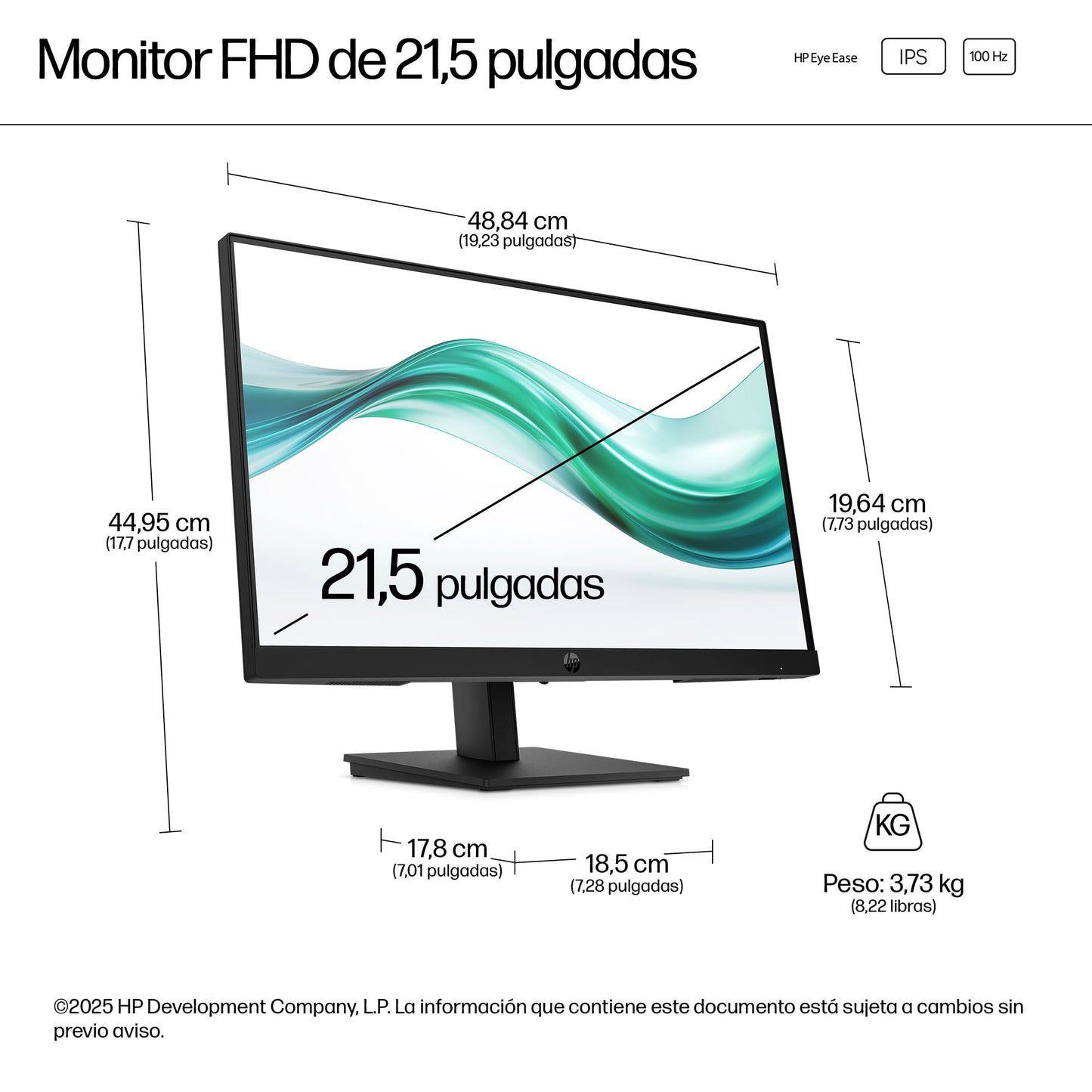 Monitor Full HD HP 3 Pro de 21.5" 322 ph 100 Hz 72 NTSC IPS LCD