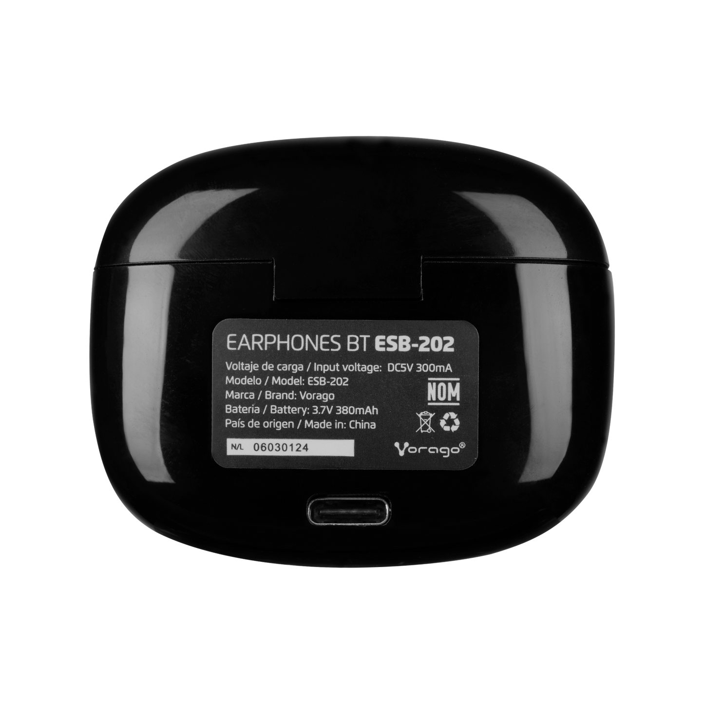 Audífono Vorago ESB-202 Bluetooth 5.3 Manos Libres 4.5 Horas Control Táctil Negro