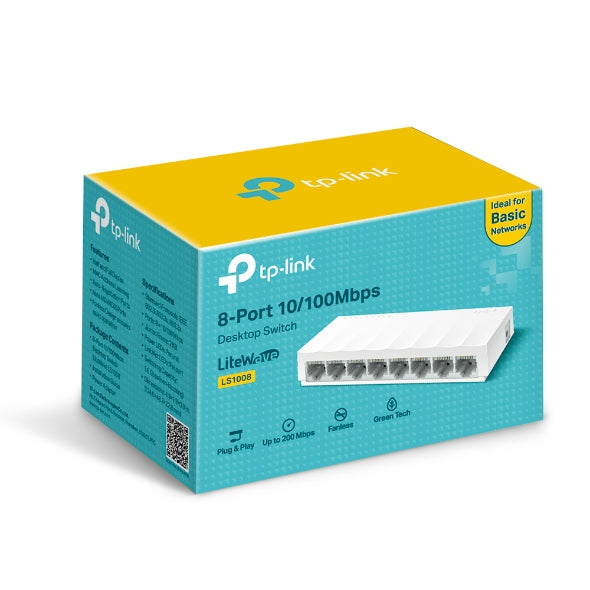 Switch para escritorio Tp-link 8Puertos RJ45 10/100/1000Mbps de auto-negociación Admite QoS 802.1p/DSCP e IGMP Snooping