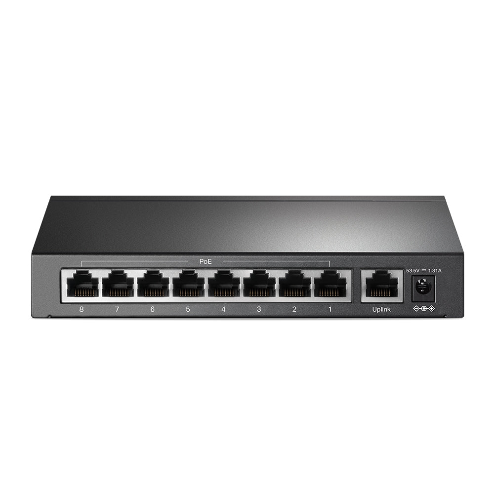 Switch TP-Link 9-Port 10/100 Mbps Desktop Switch with 8-Port PoE 8× 10/100 Mbps PoE Ports 1× 10/100 Mbps Non-PoE Ports