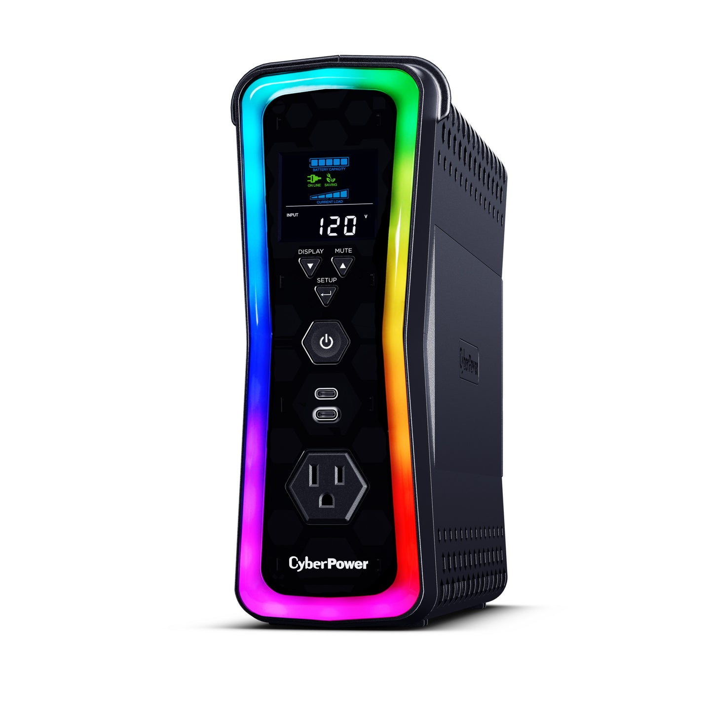 UPS CyberPower GX150C2 1500VA 1000W 120V PFC Activo RGB Panel LCD USB-Cx2