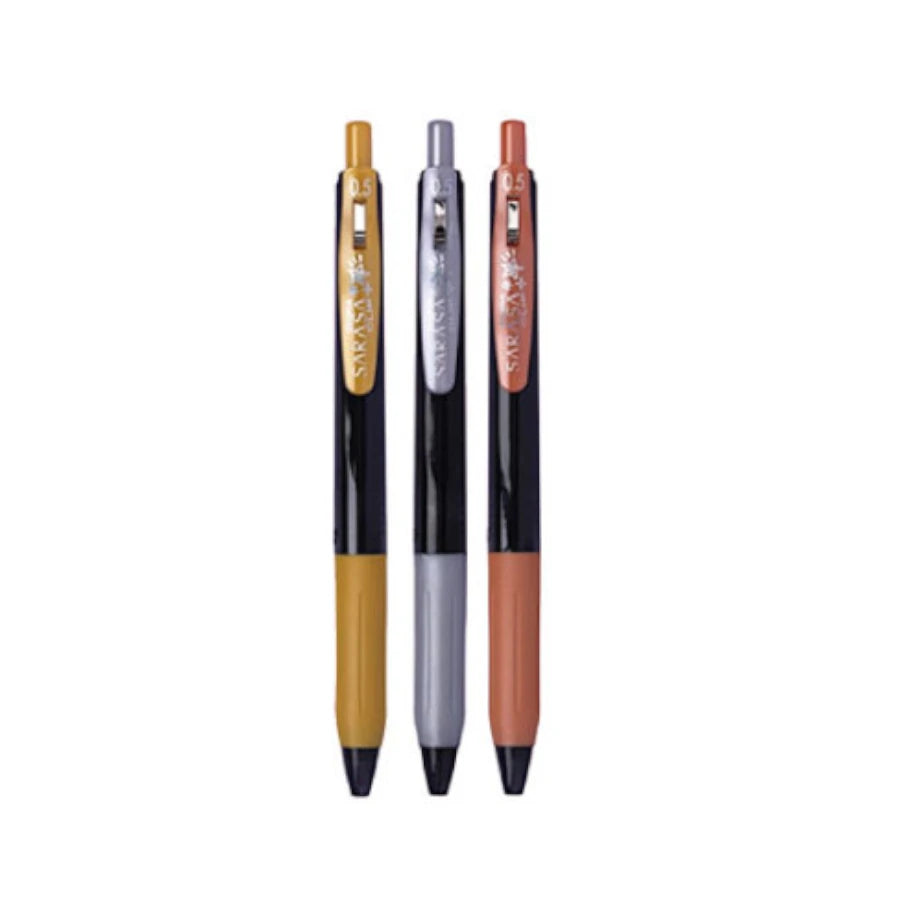 Boigrafo Zebra decoshine retractil Punto fino 0.5 tinta gel colores surtidos metalicos caja c/3