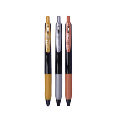 Boigrafo Zebra decoshine retractil Punto fino 0.5 tinta gel colores surtidos metalicos caja c/3