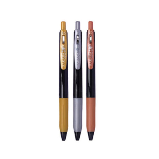 Boigrafo Zebra decoshine retractil Punto fino 0.5 tinta gel colores surtidos metalicos caja c/3