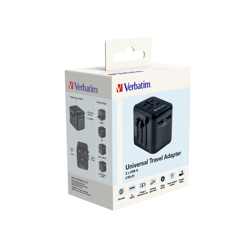 Adaptador Verbatim Universal de viaje 12W UTA-01 - USB-A (49543)