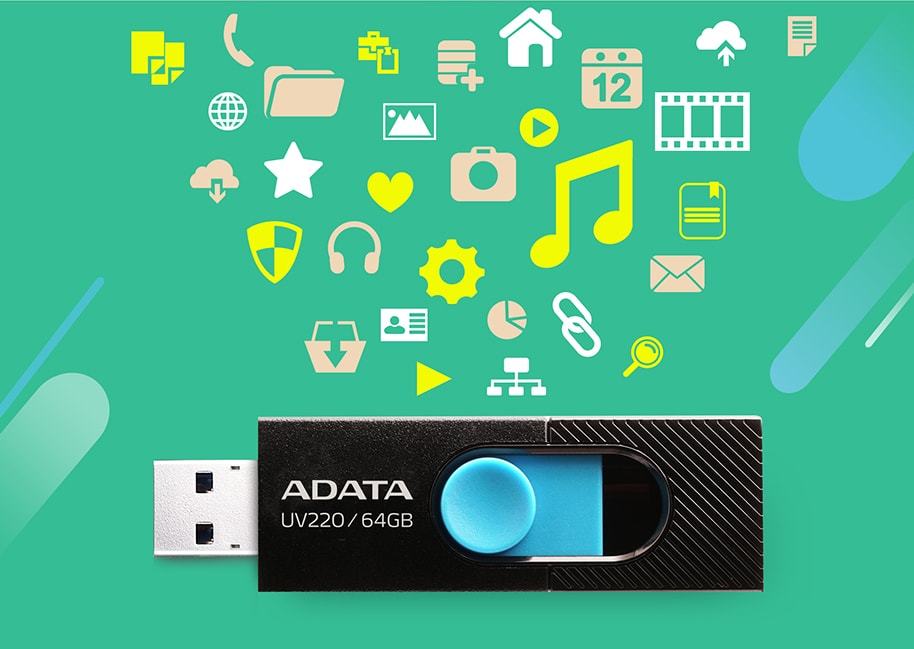 Memoria USB Adata 64 GB UV220 2.0 Color Negro-Azul