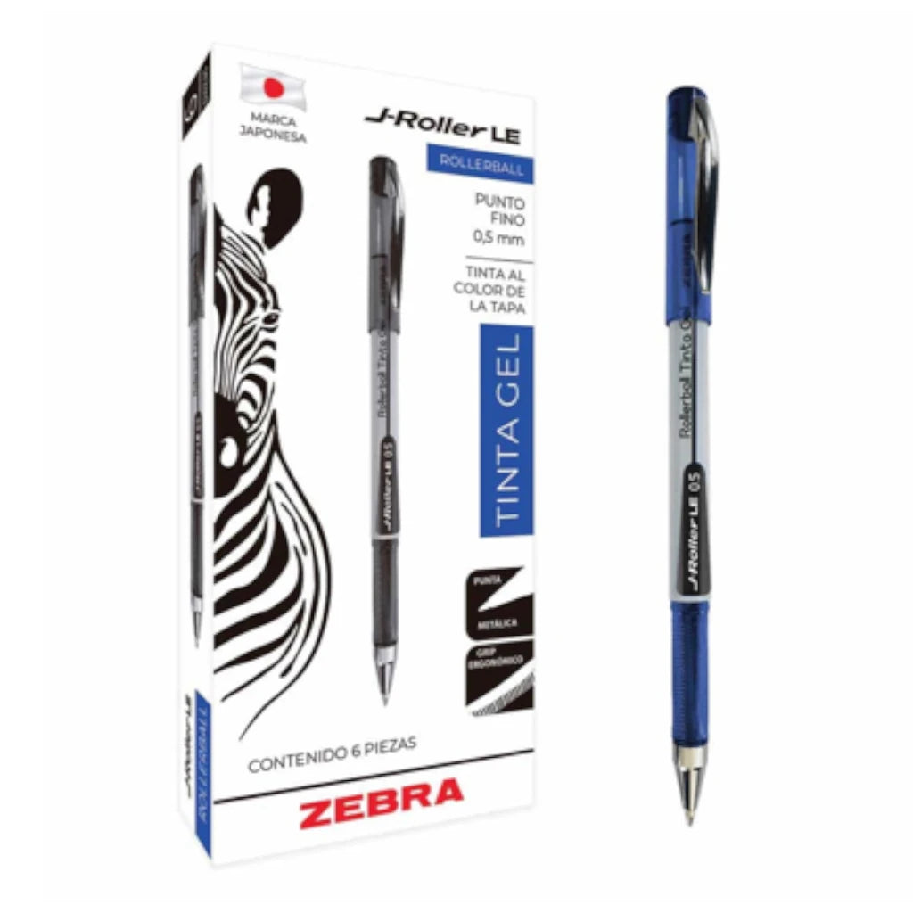 Bolígrafo Zebra J Roller RX Punto Fino 0.5mm Tinta Gel Color Rojo C/6 Pzas