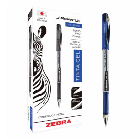 Bolígrafo Zebra J Roller RX Punto Fino 0.5mm Tinta Gel Color Rojo C/6 Pzas