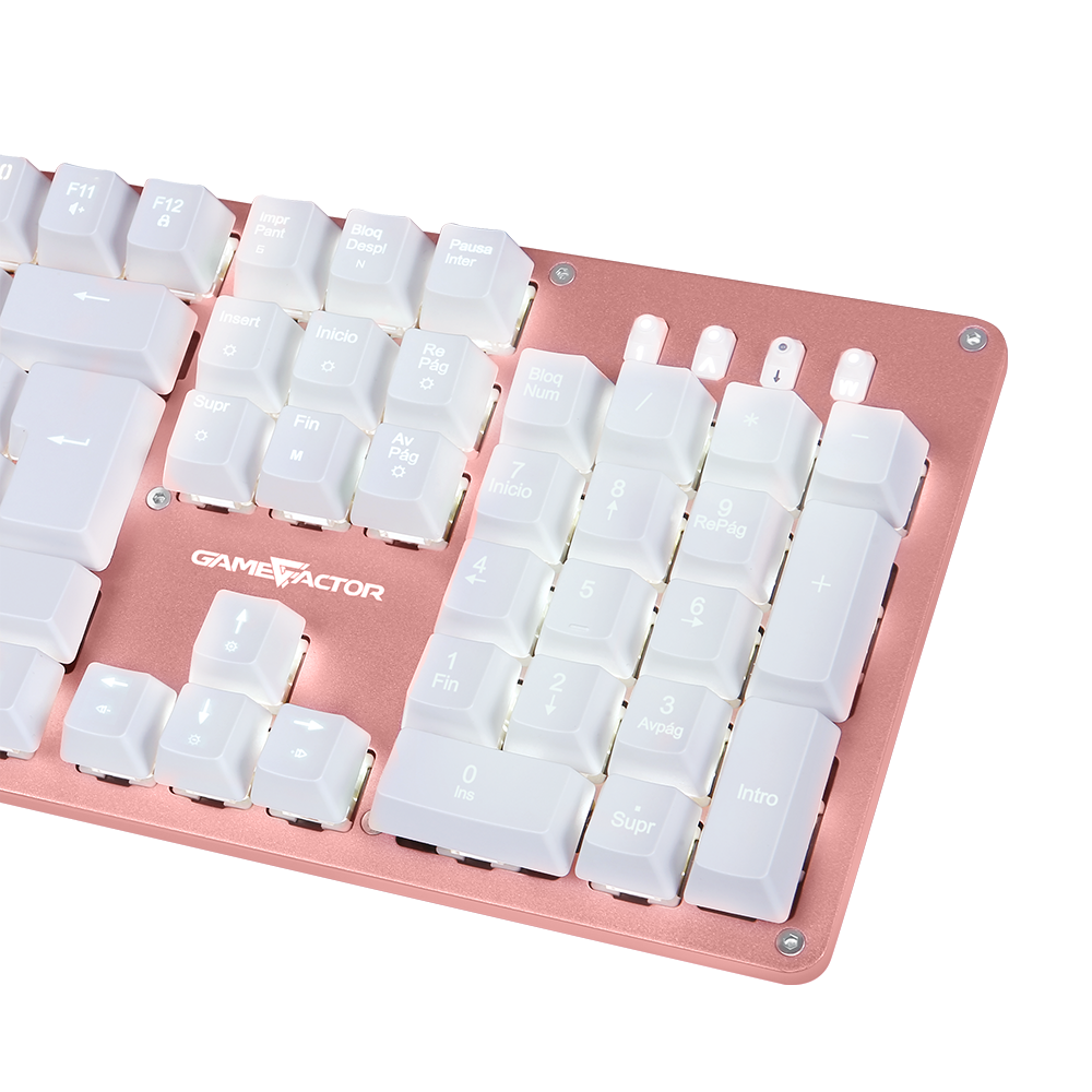 Teclado Mecánico Game Factor KBG400 Retroiluminado Switch Rojo USB Rosa