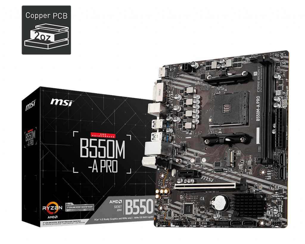 Tarjeta Madre MSI B550M-A PRO Micro-ATX Socket AM4 AMD B550 64GB DDR4 HDMI para AMD