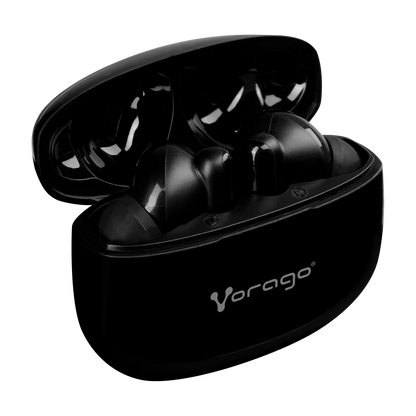 Audífono Vorago ESB-202 Bluetooth 5.3 Manos Libres 4.5 Horas Control Táctil Negro