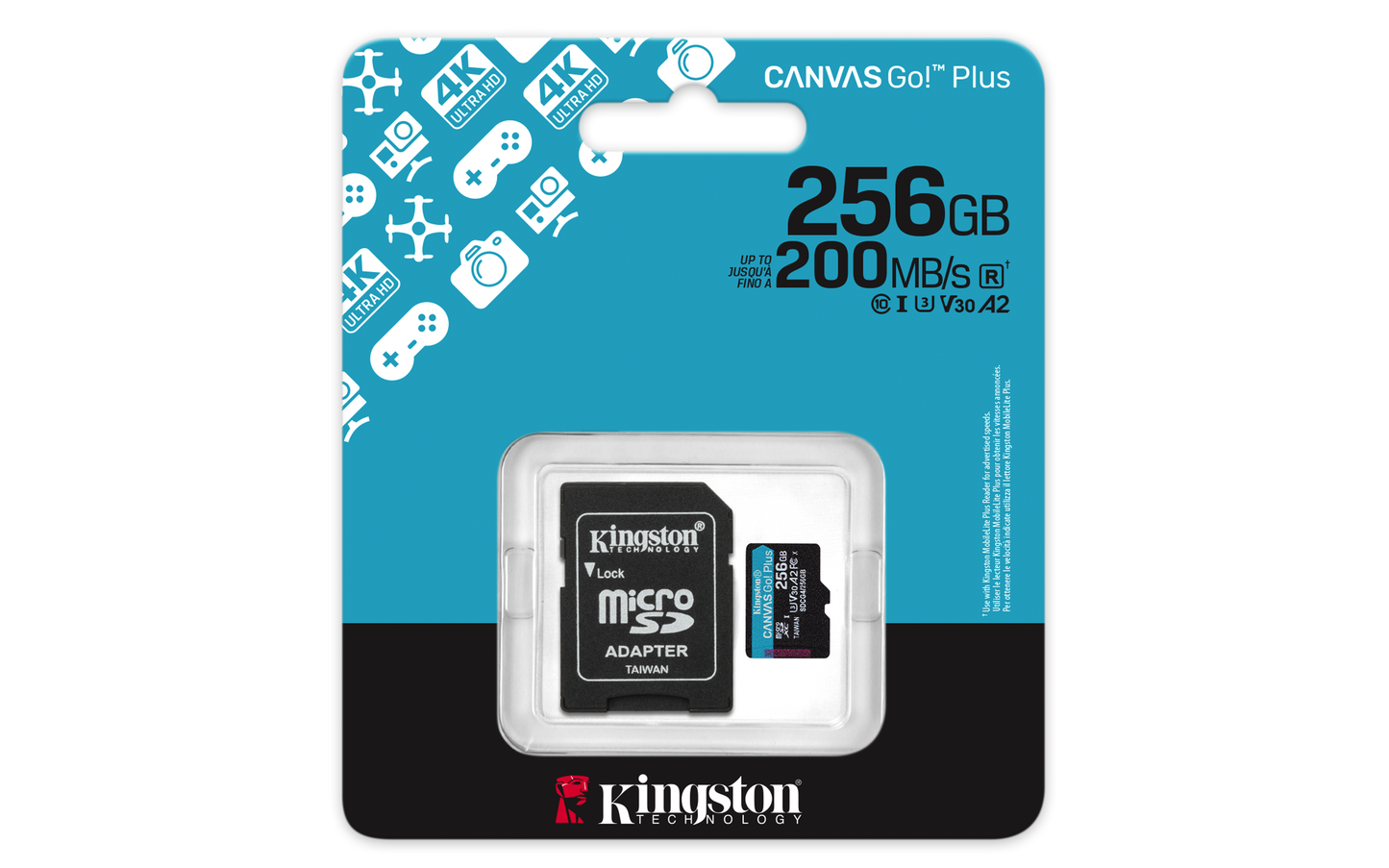 Memoria Micro SD Kingston Flash Canvas GO PLUS 256GB UHS-I CLASE 10 C/Adaptador