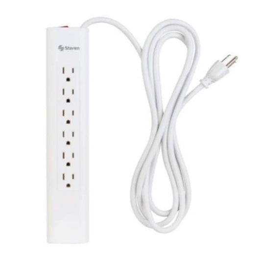 Multicontacto Steren de 6 salidas verticales y cable extra largo color Negro