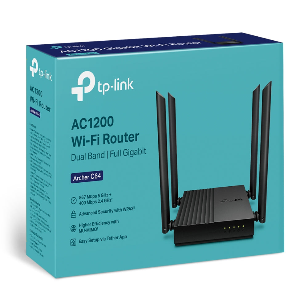 Router Gigabit Tp-link MU-MIMO inalámbrico ?C1200 867 Mbps en la banda de 5 GHz y 400 Mbps en la banda de 2.4 GHz