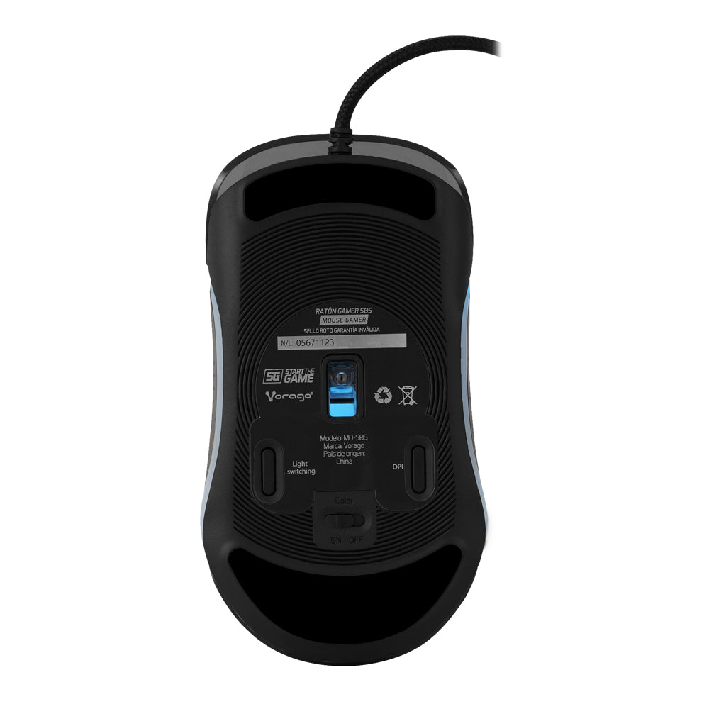 MOUSE VORAGO START THE GAME MO-505 ALAMBRICO RGB NEON HASTA 7.200 DPIS USB TRASPARENTE