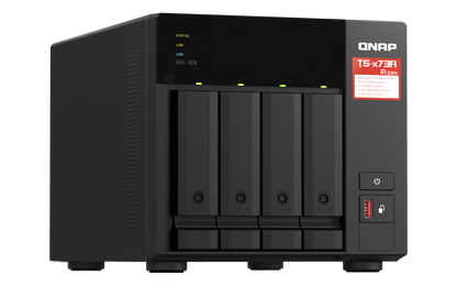 Unidad NAS QNAP CPU Ryzen V1500B Quad Core 2.2Ghz 8GB RAM RJ45 10GbE  4 Bahias 3.5 Hasta 24TB Linux Sin Discos