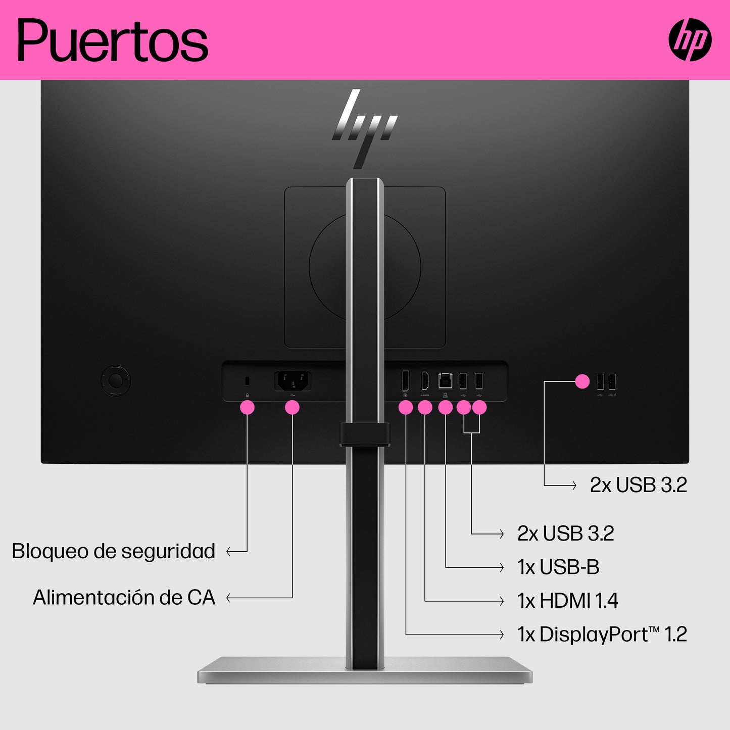 Monitor HP 23.8" E24t G5 Touch FHD Resolución 1920x1080